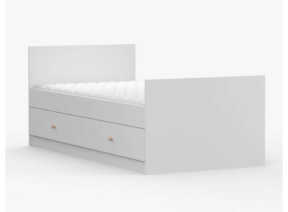 Postel se šuplíky OLAF 200x90 cm - bílá/růžová