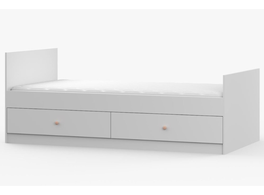 Postel se šuplíky OLAF 200x90 cm - bílá/růžová