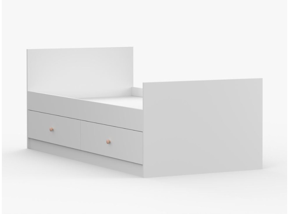 Postel se šuplíky OLAF 200x90 cm - bílá/růžová