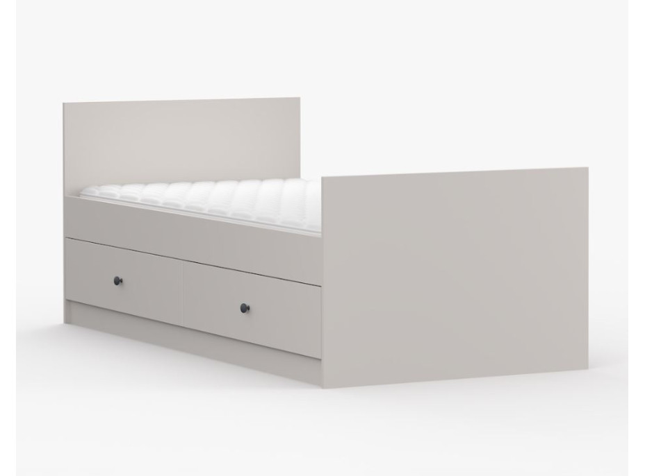 Postel se šuplíky OLAF 200x90 cm - kašmírová/antracitová