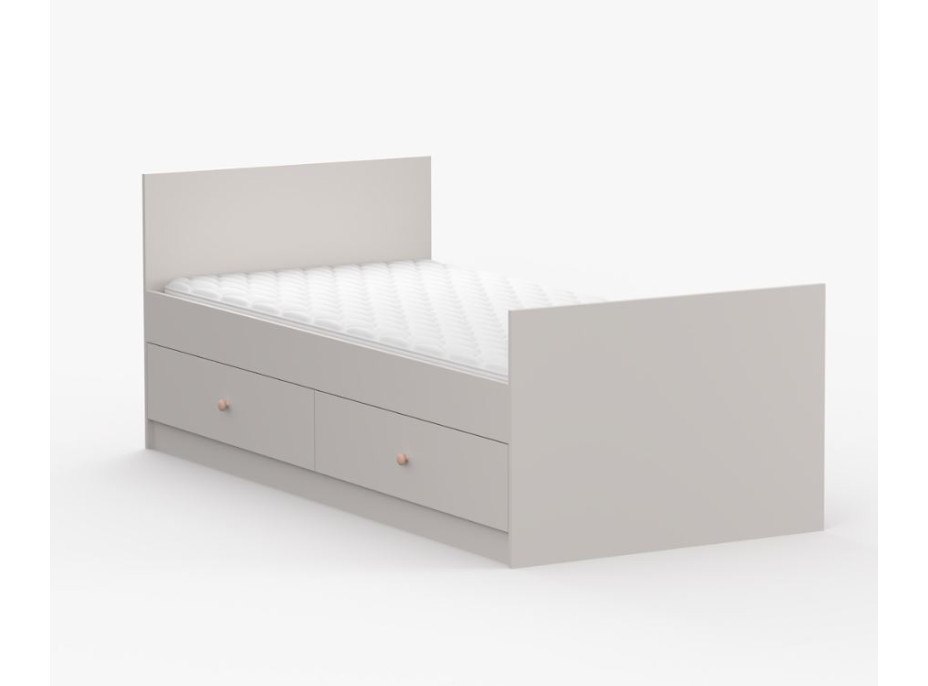 Postel se šuplíky OLAF 200x90 cm - kašmírová/růžová