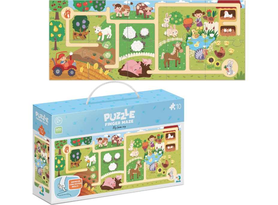 DODO Puzzle Labyrint: Cesta farmou 10 dílků