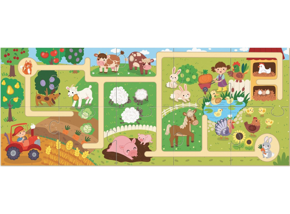 DODO Puzzle Labyrint: Cesta farmou 10 dílků