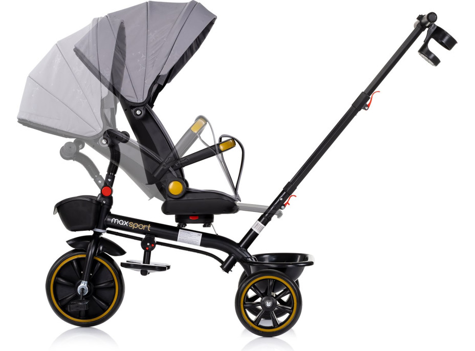 CHIPOLINO Tříkolka se stříškou Max Sport 2v1 Anthracite