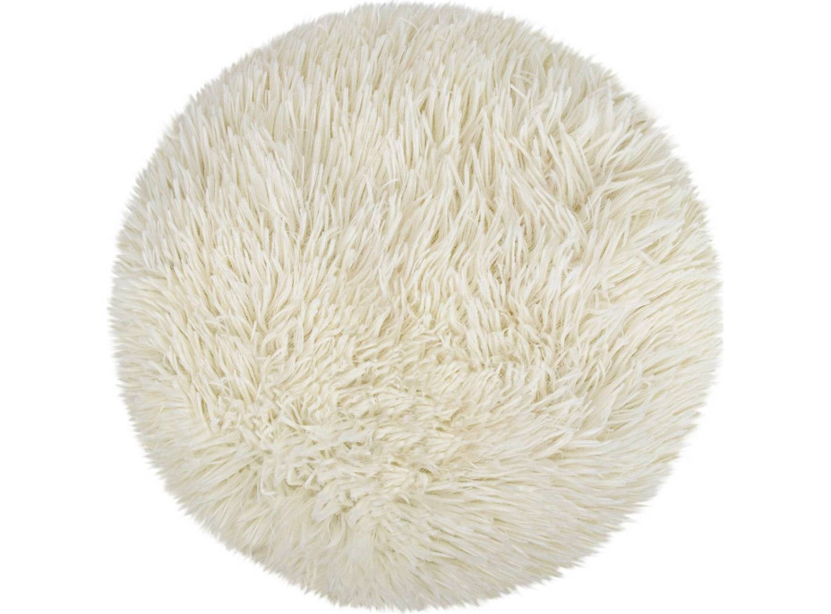 Dekorativní kulatý polštář FLUFFY - 35 cm - bílý