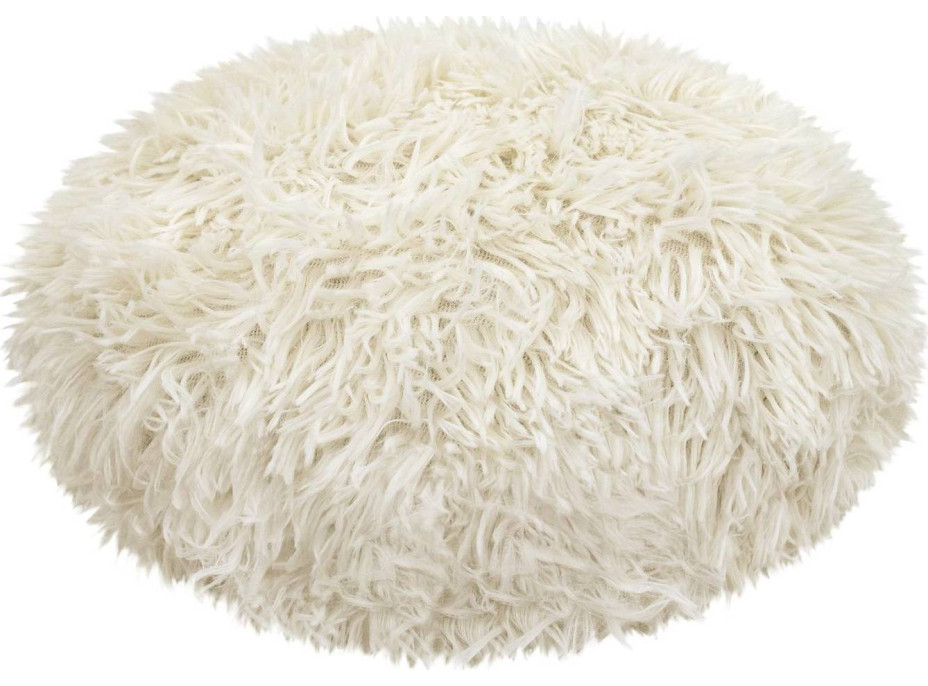 Dekorativní kulatý polštář FLUFFY - 35 cm - bílý