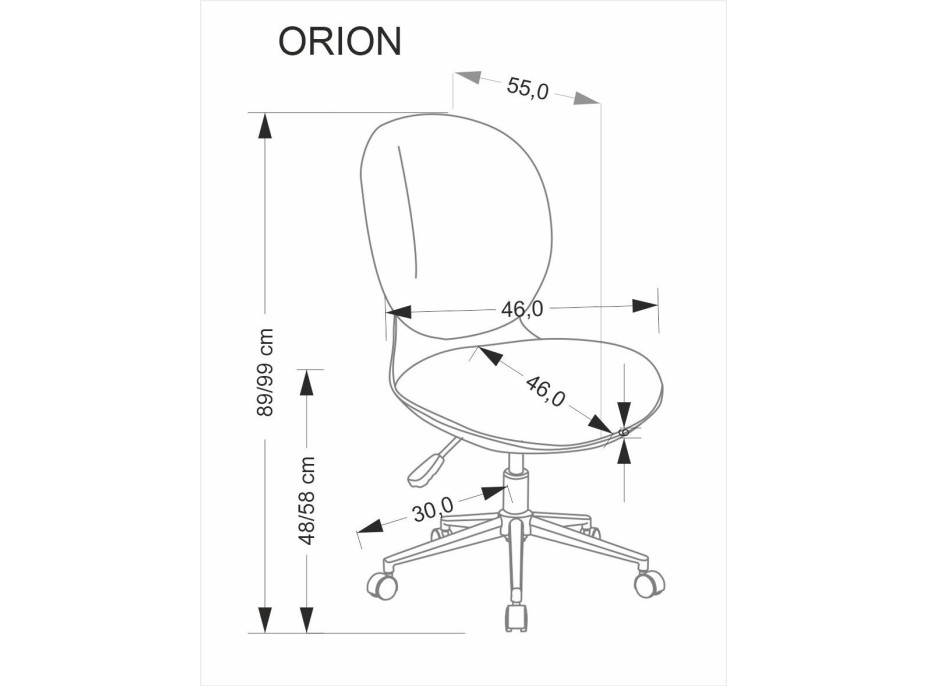 Dětská otočná židle ORION - černá/šedá