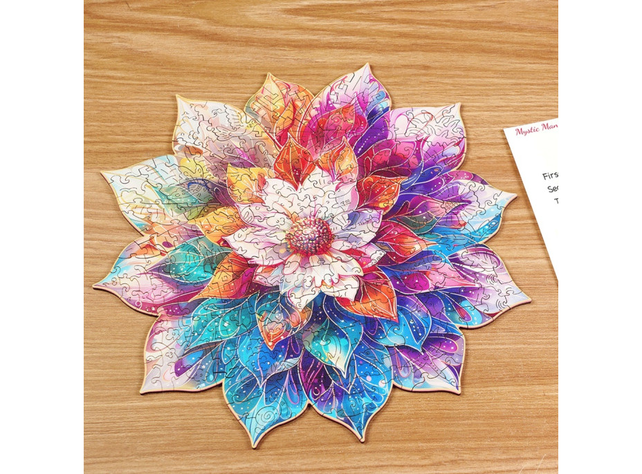 RoboTime Dřevěné puzzle Květinová mandala