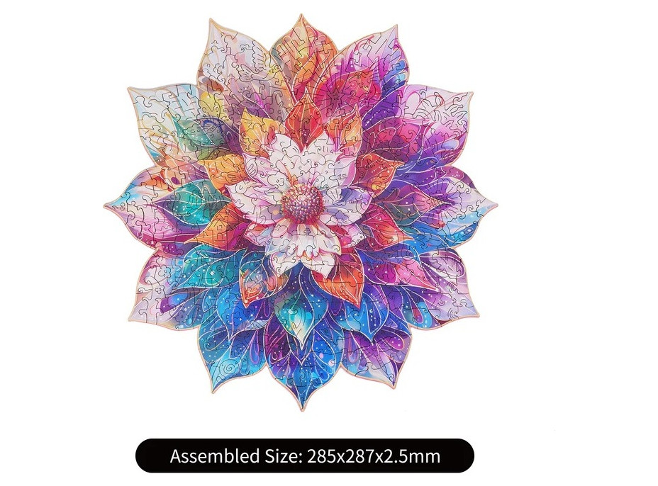 RoboTime Dřevěné puzzle Květinová mandala