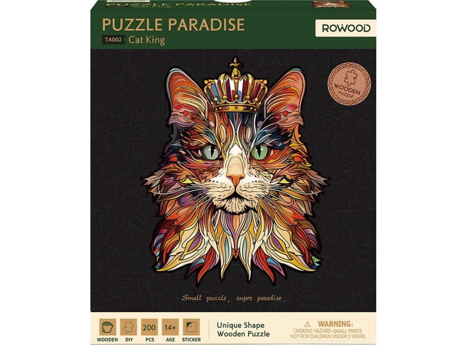 RoboTime Dřevěné puzzle Kočičí král