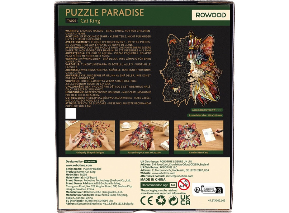 RoboTime Dřevěné puzzle Kočičí král