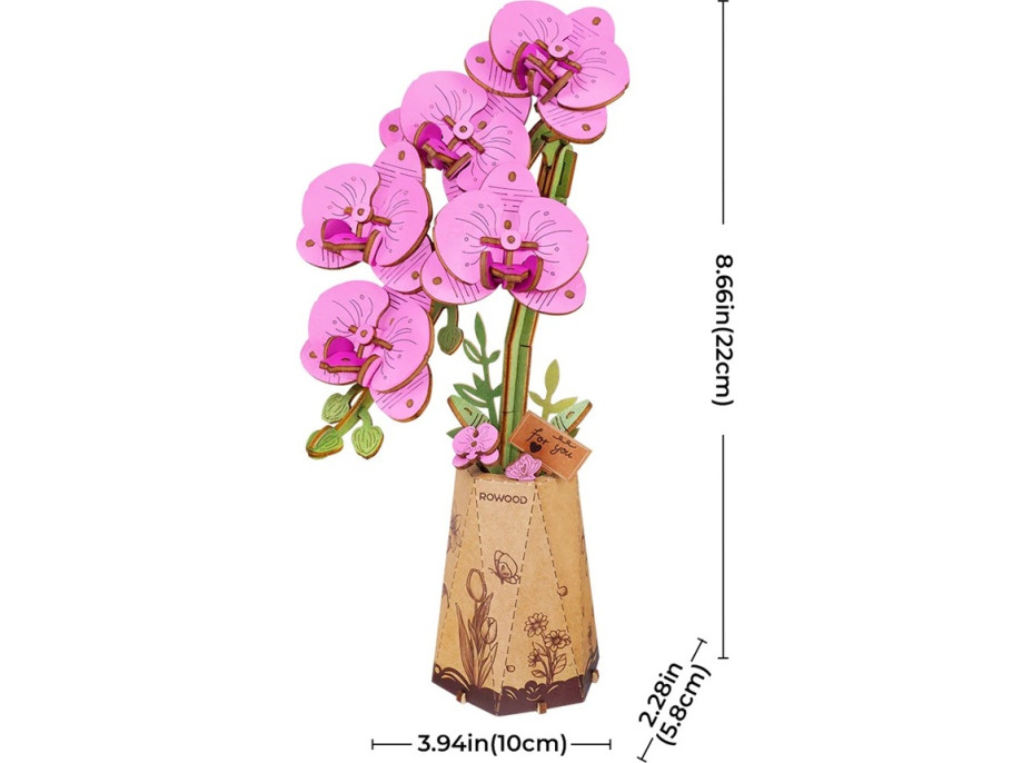 RoboTime 3D dřevěná skládačka Fialová orchidej