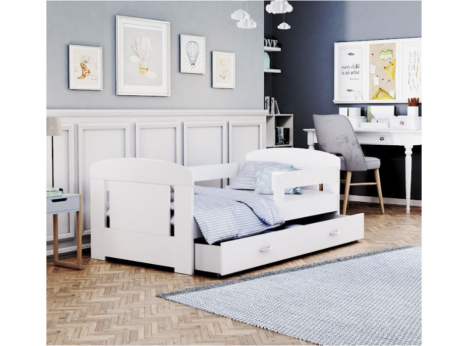 Dětská postel se šuplíkem PHILIP - 160x80 cm - bílá