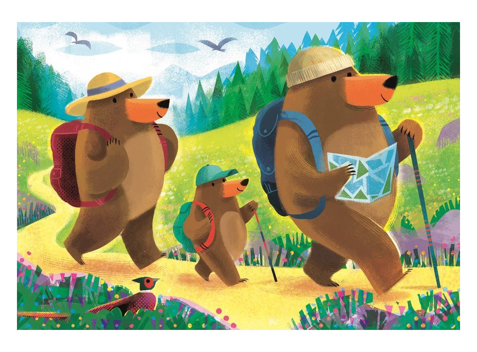 RAVENSBURGER Puzzle Medvědí rodinka na výletě 2x24 dílků
