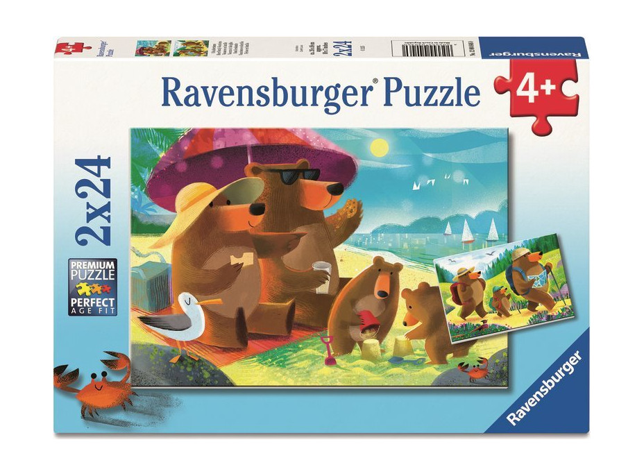 RAVENSBURGER Puzzle Medvědí rodinka na výletě 2x24 dílků