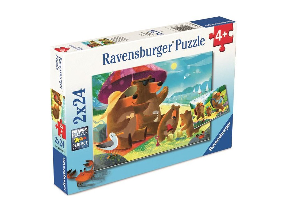 RAVENSBURGER Puzzle Medvědí rodinka na výletě 2x24 dílků