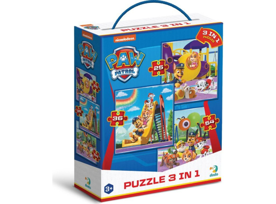 DODO Puzzle Tlapková patrola: Na hřišti 3v1 (25,36,54 dílků)