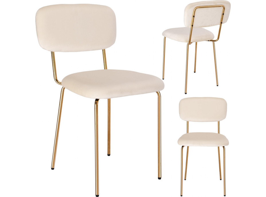 Jídelní židle LOUIS Velvet - béžová/zlatá