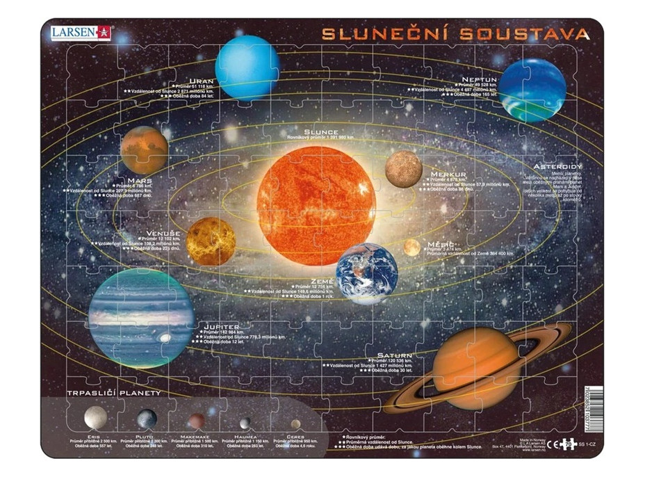 Larsen Vzdělávací puzzle Sluneční soustava 70 dílků