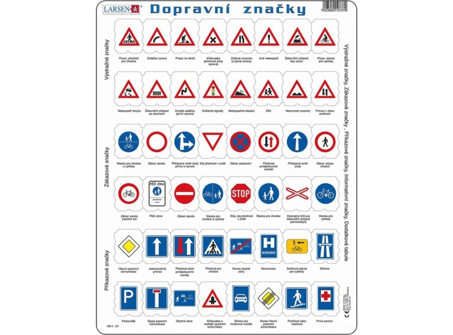 Larsen Vzdělávací puzzle Dopravní značky 48 dílků