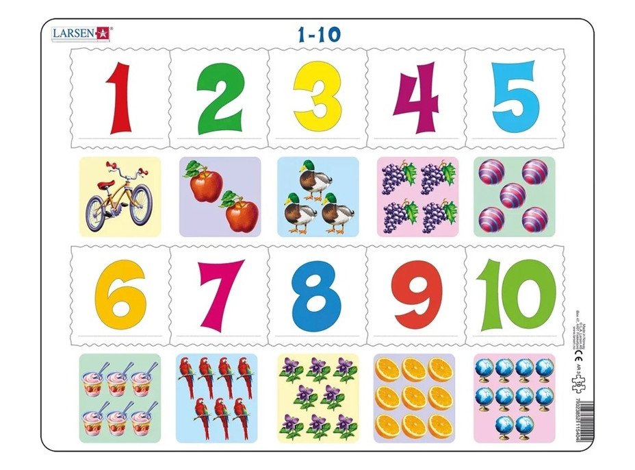 Larsen Vzdělávací puzzle Čísla 1-10 10 dílků
