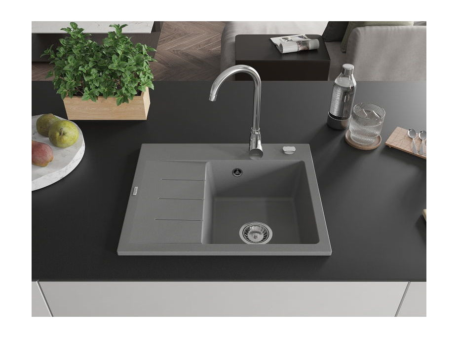 Kuchyňský granitový dřez GASPAR - 60 x 50 cm - šedý, 6523605000-71