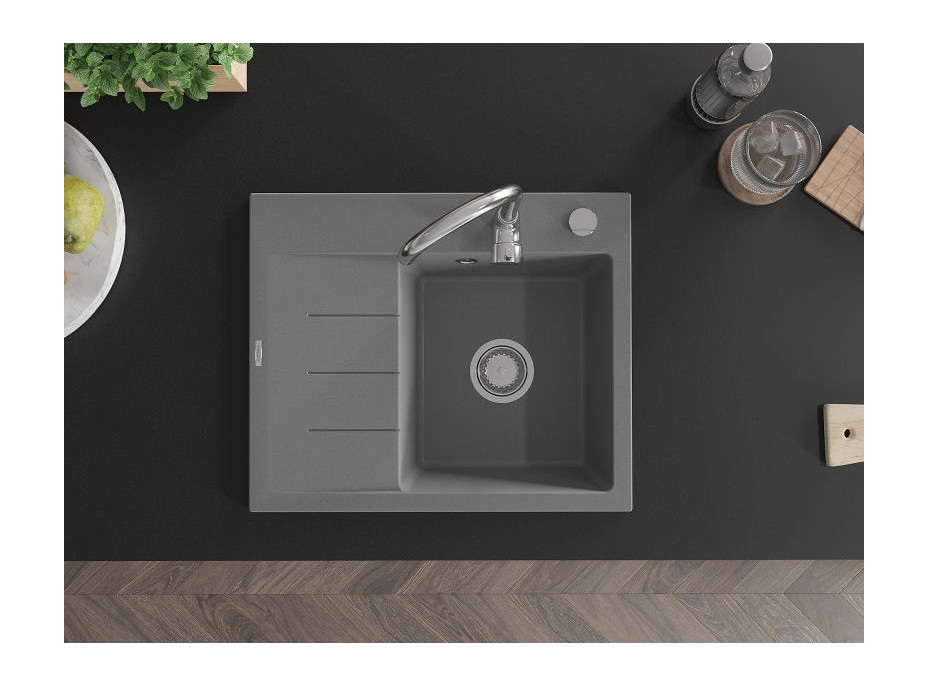 Kuchyňský granitový dřez GASPAR - 60 x 50 cm - šedý, 6523605000-71