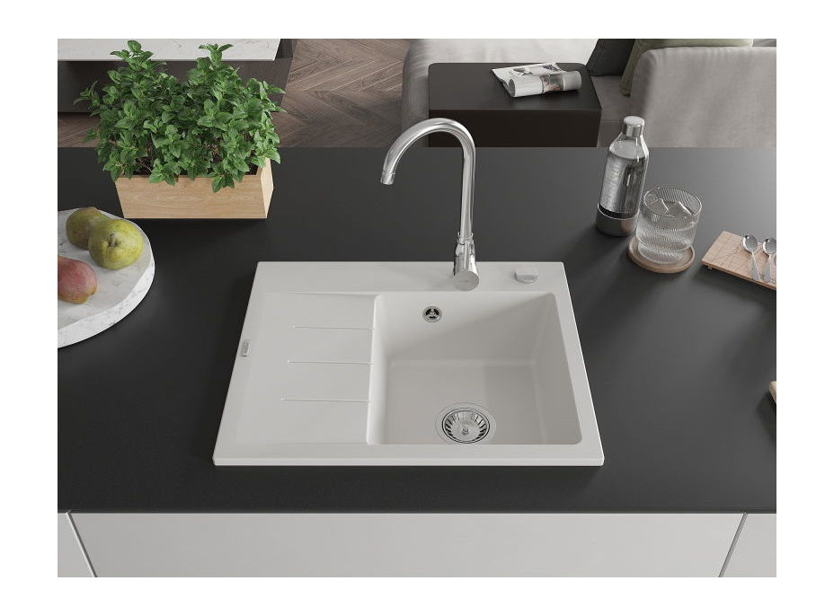Kuchyňský granitový dřez GASPAR - 60 x 50 cm - bílý, 6523605000-20