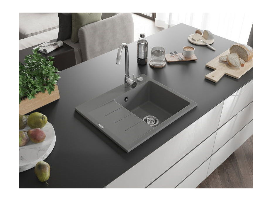 Kuchyňský granitový dřez GASPAR - 60 x 50 cm - šedý, 6523605000-71
