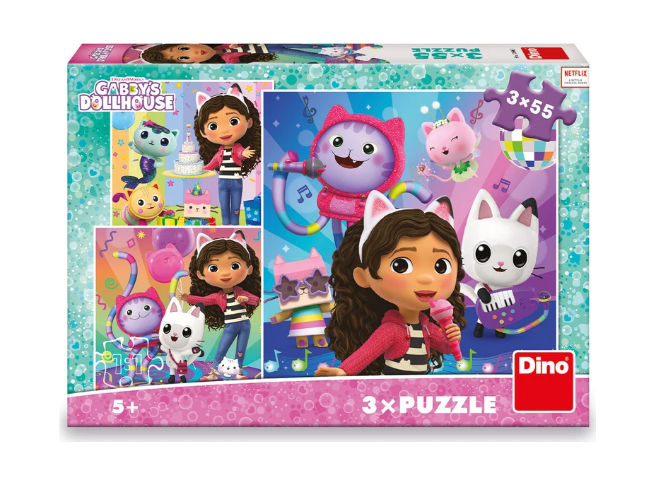 DINO Puzzle Gábinin kouzelný domek: Oslava 3x55 dílků