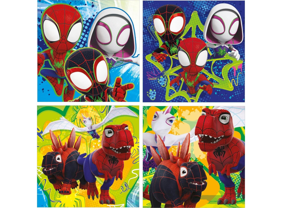 EDUCA Puzzle Spidey a jeho úžasní přátelé: Dino-web 4v1 (12,16,20,25 dílků)