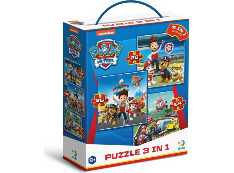 DODO Puzzle Tlapková patrola: Připravení do akce 3v1 (25,36,54 dílků)