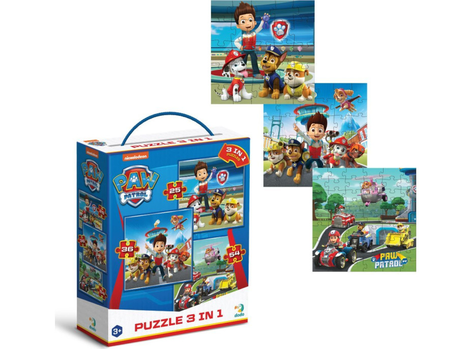 DODO Puzzle Tlapková patrola: Připravení do akce 3v1 (25,36,54 dílků)