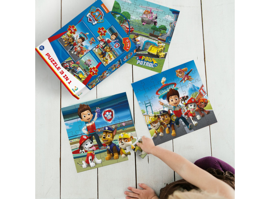 DODO Puzzle Tlapková patrola: Připravení do akce 3v1 (25,36,54 dílků)
