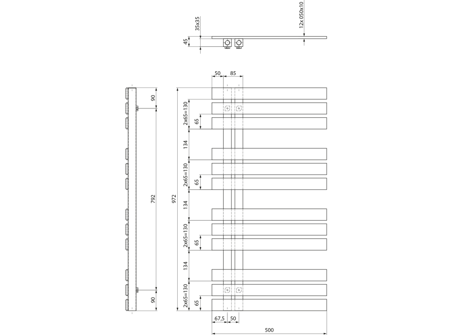 Sapho SILVANA otopné těleso 500x972mm, černá mat IR164B