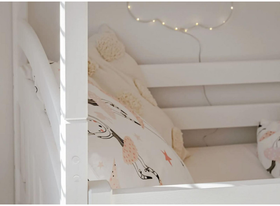 Dětská patrová postel z masivu BOHDANA s přistýlkou a šuplíky - 200x90 cm - GRAFITOVÁ