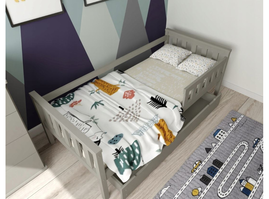 Dětská postel z masivu borovice FRANK - 200x90 cm - šedá