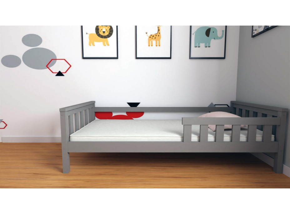 Dětská postel z masivu borovice FRANK - 200x90 cm - šedá