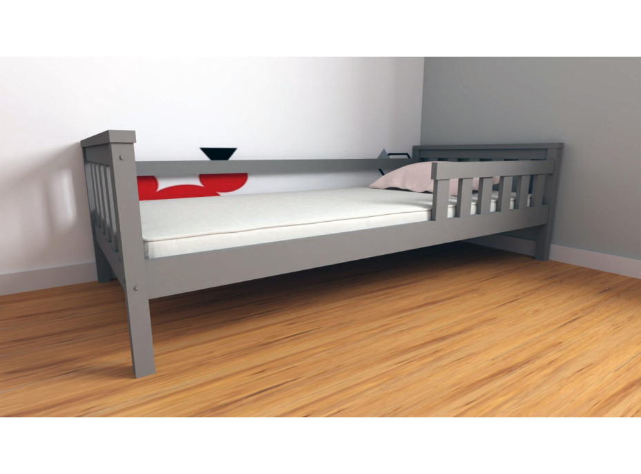 Dětská postel z masivu borovice FRANK - 200x90 cm - šedá
