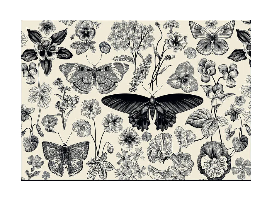 INTERDRUK Puzzle Flowers: Motýli a květiny 500 dílků