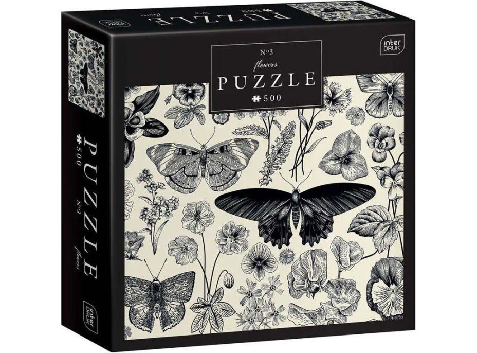 INTERDRUK Puzzle Flowers: Motýli a květiny 500 dílků