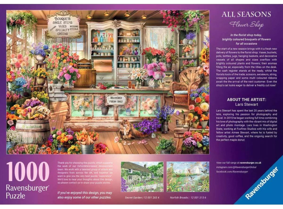 RAVENSBURGER Puzzle Romantické květinářství 1000 dílků