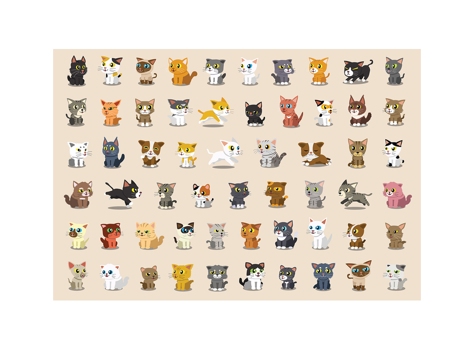 INTERDRUK Puzzle se samolepkami Kočky 250 dílků