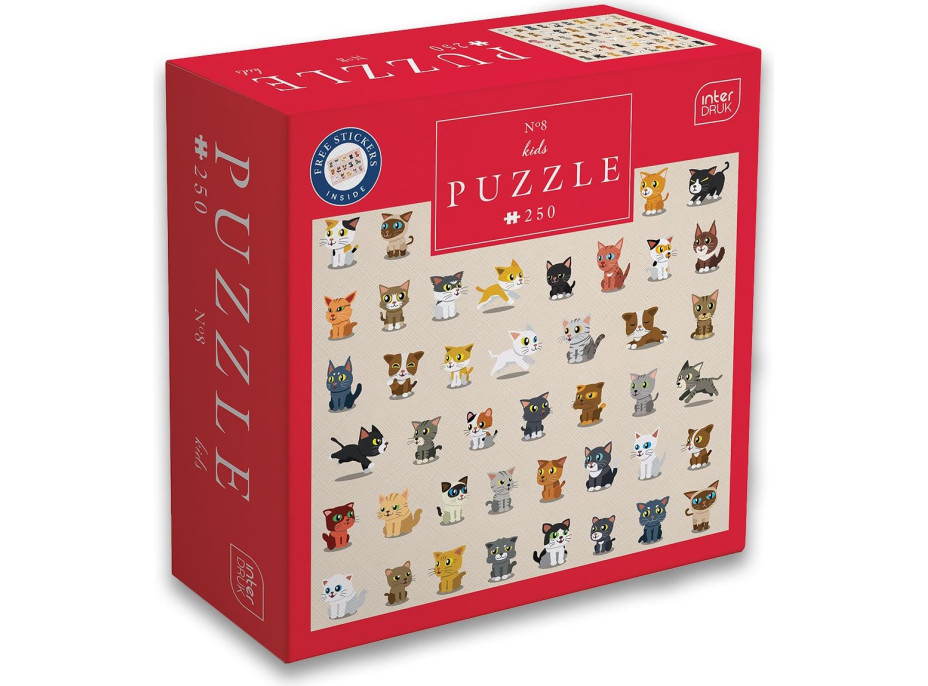 INTERDRUK Puzzle se samolepkami Kočky 250 dílků