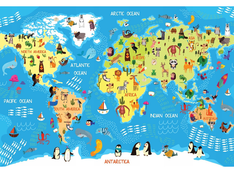 INTERDRUK Puzzle se samolepkami Mapa světa 250 dílků