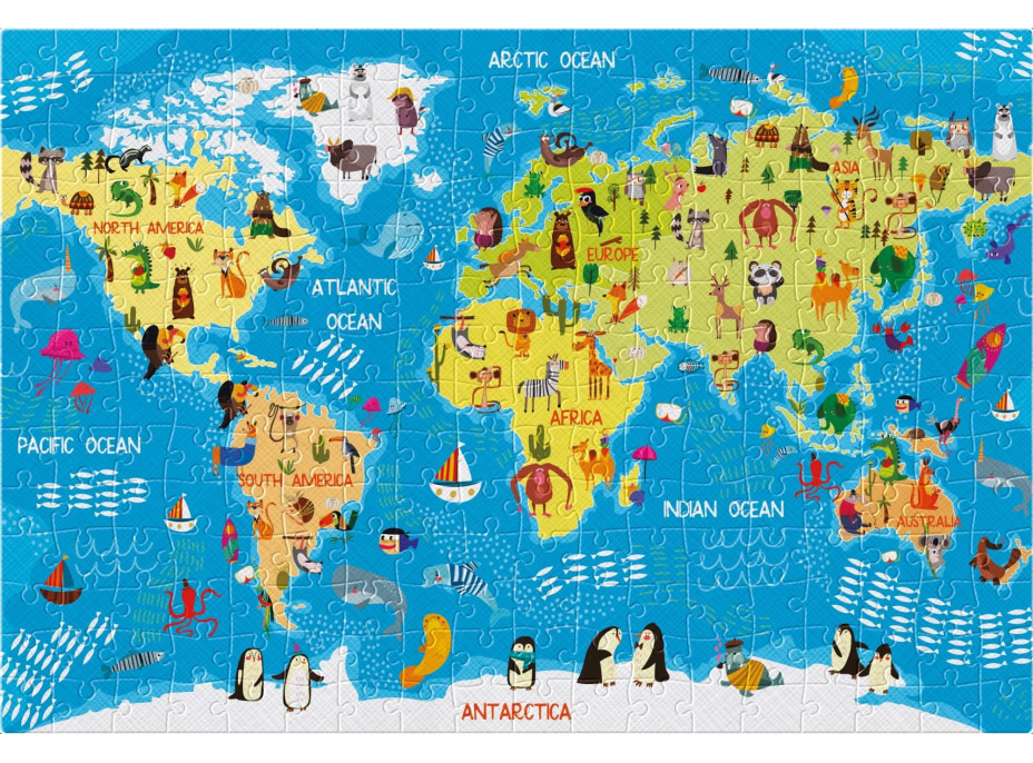 INTERDRUK Puzzle se samolepkami Mapa světa 250 dílků