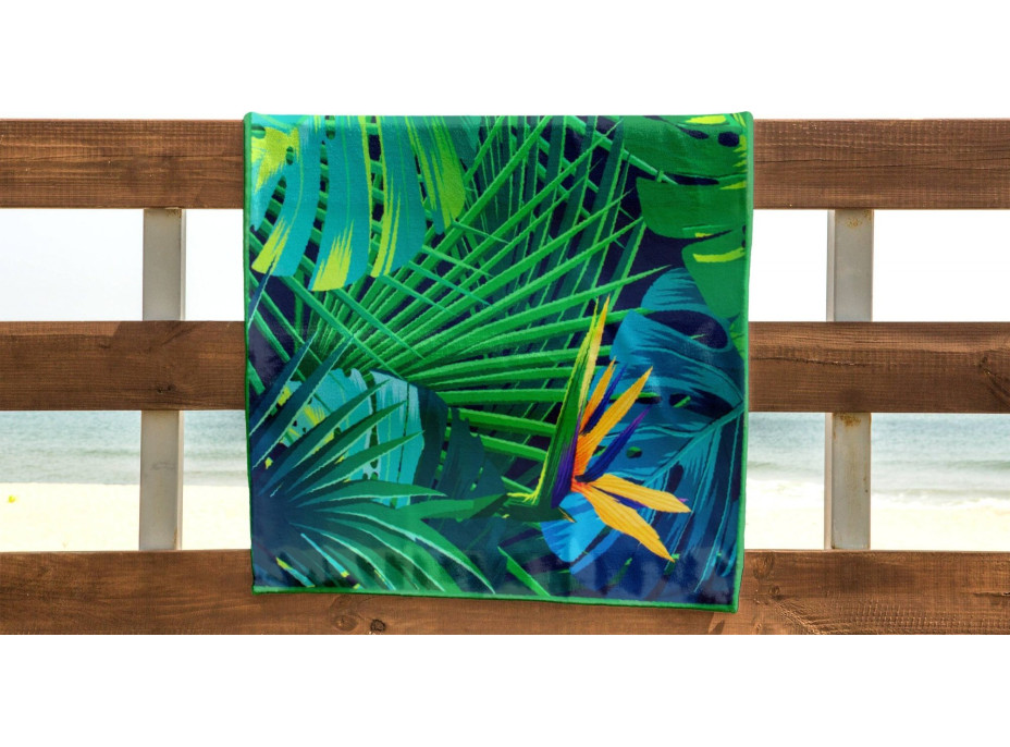 Rychleschnoucí plážová osuška 210x75 cm - Strelitzia Blue