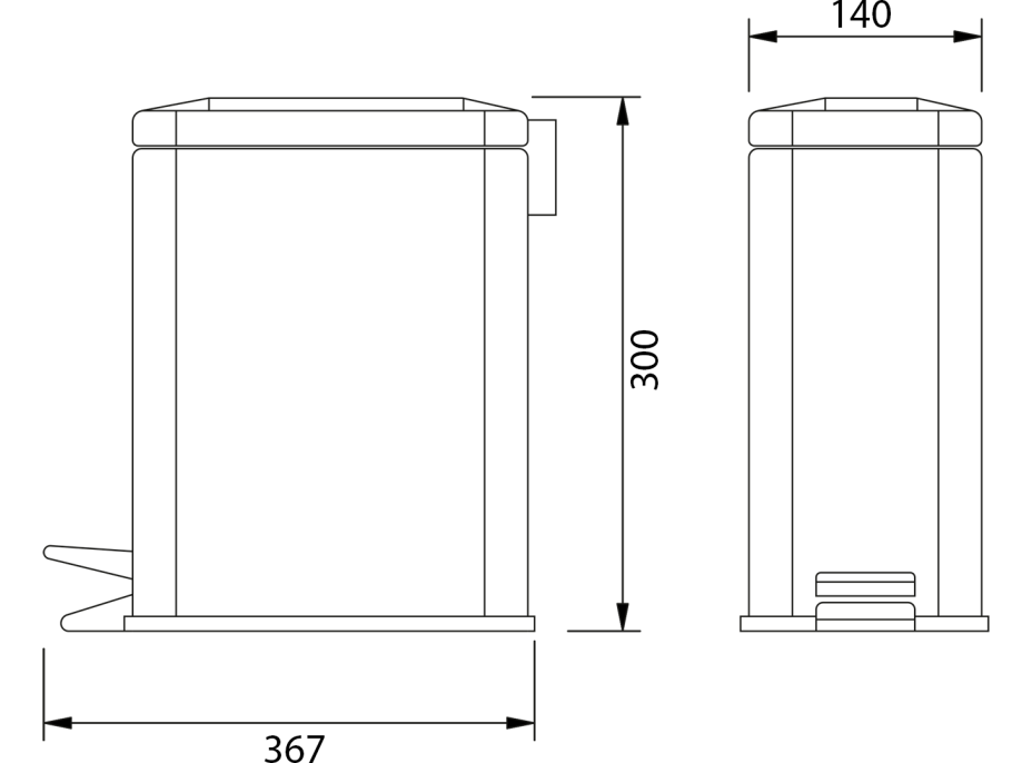 Aqualine SIMPLE LINE odpadkový koš obdélníkový 5l, černá mat GAQ005B