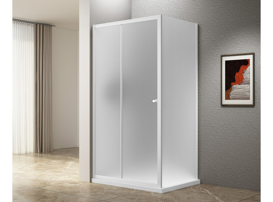 Aqualine UGGA posuvné sprchové dveře 1200mm, sklo Brick, bílá AWS120