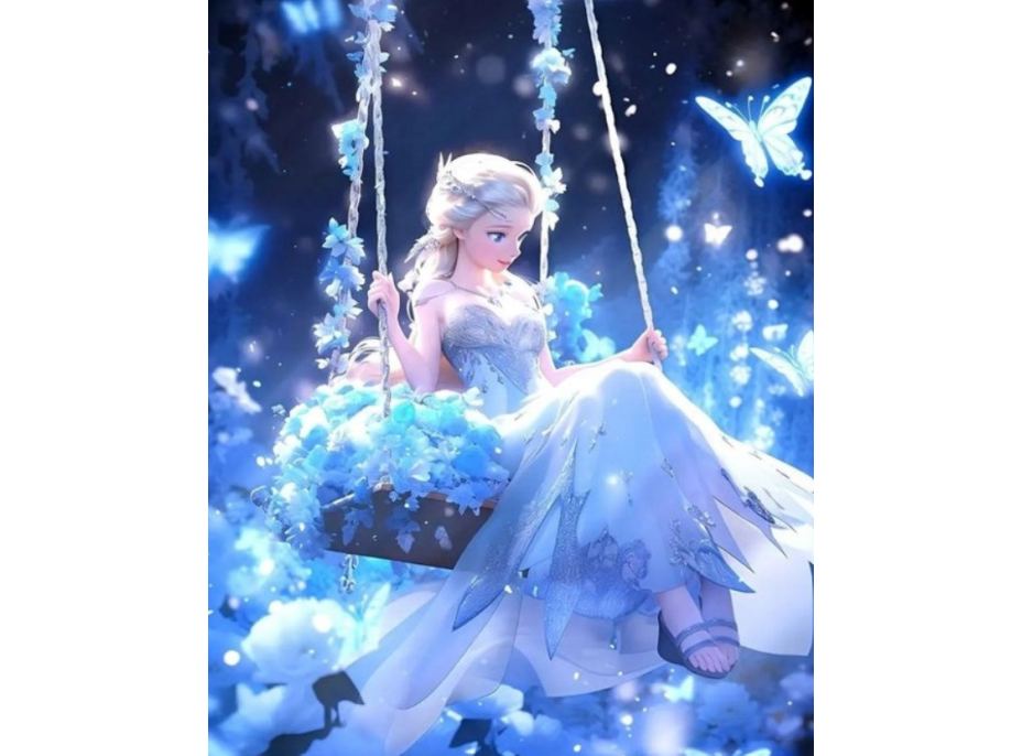 NORIMPEX Diamantové malování Elsa na houpačce 30x40cm